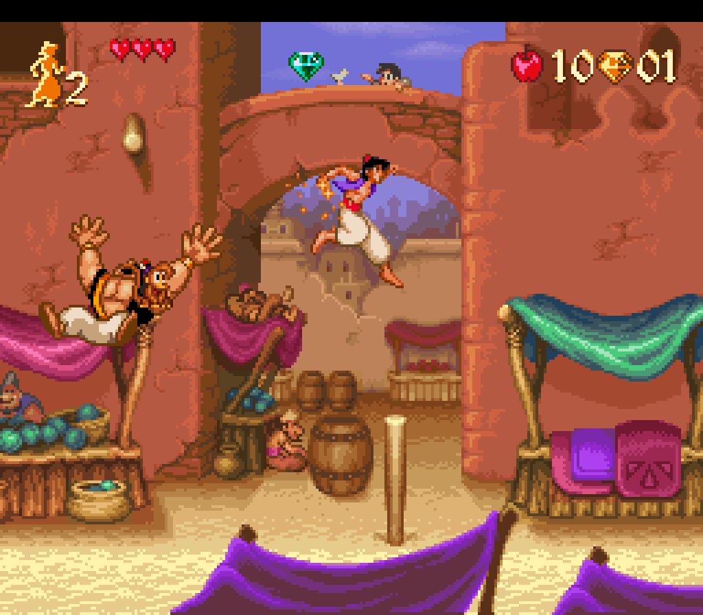 A screenshot of the superior Aladdin title for the SNES.