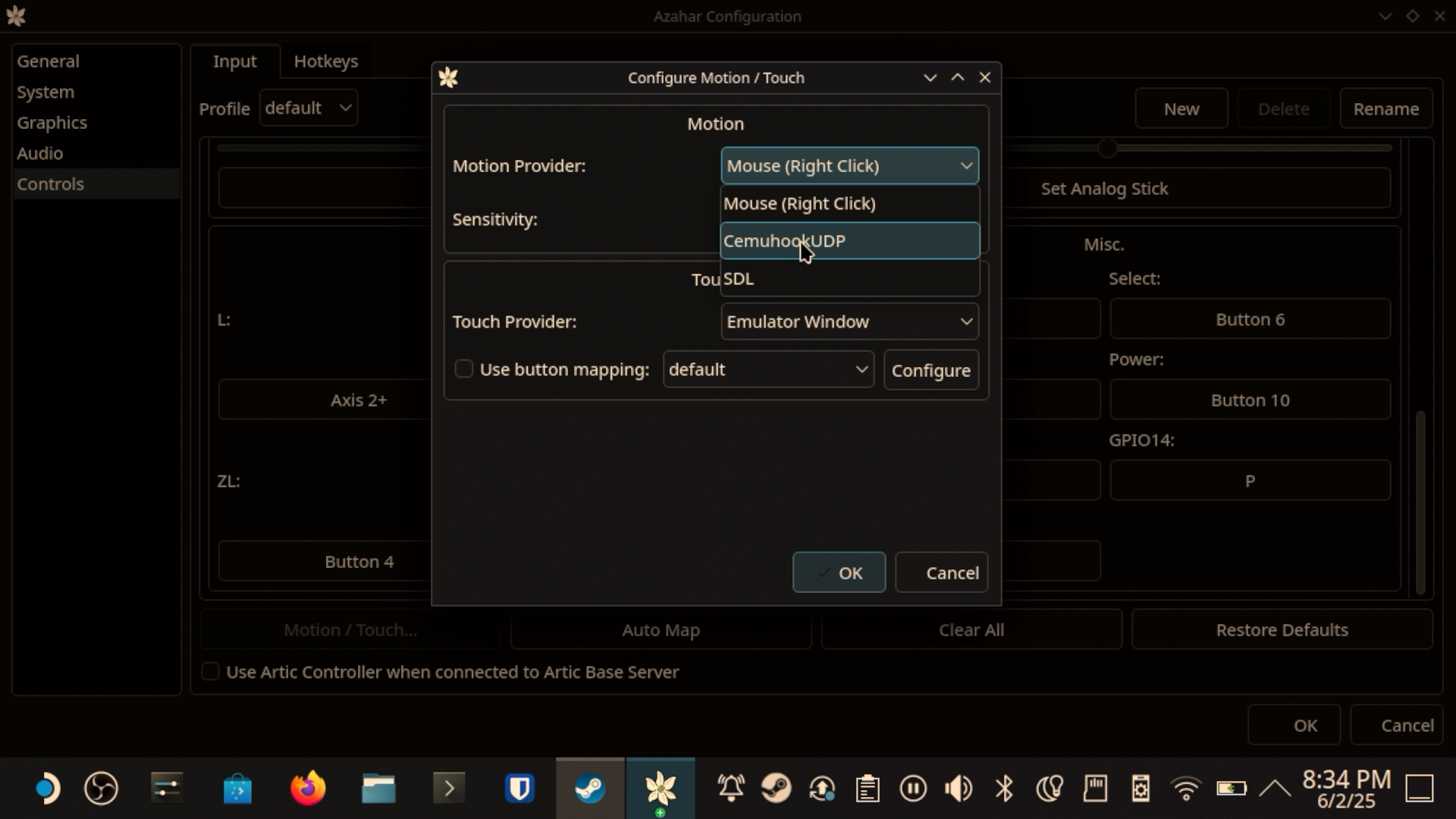 Set up CemuhookUDP for Azahar Emulator