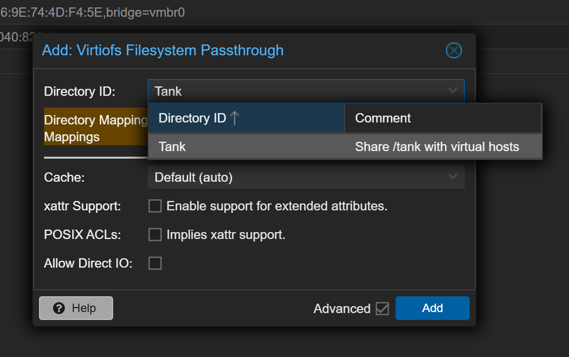 Adding a virtiofs directory
