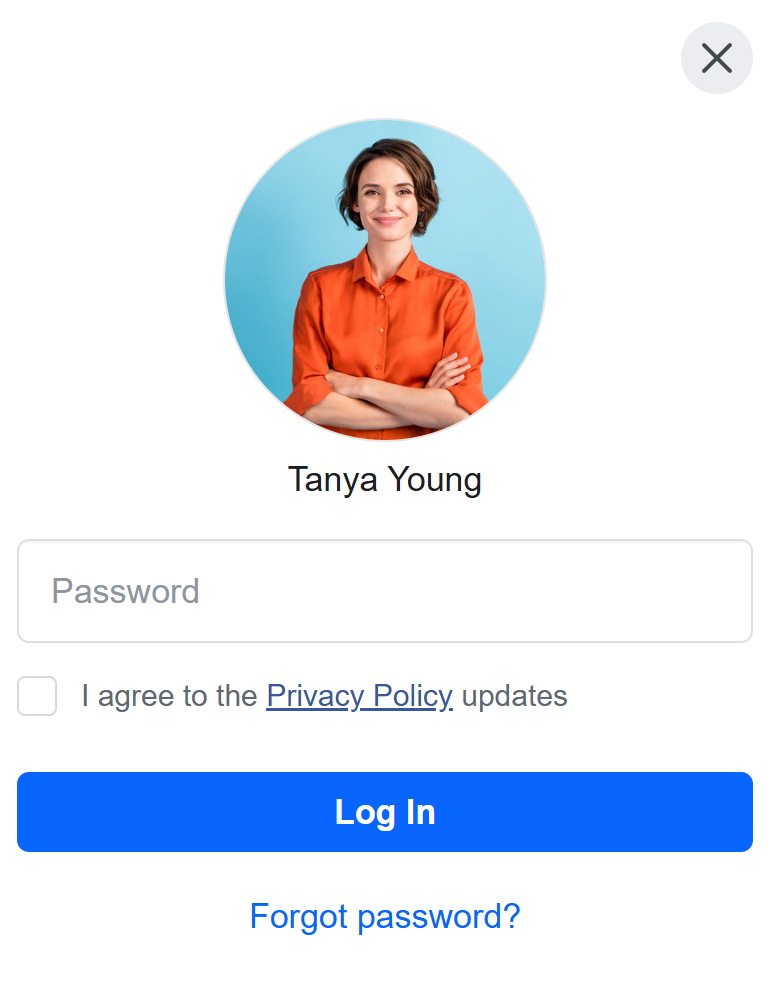 A Facebook login modal