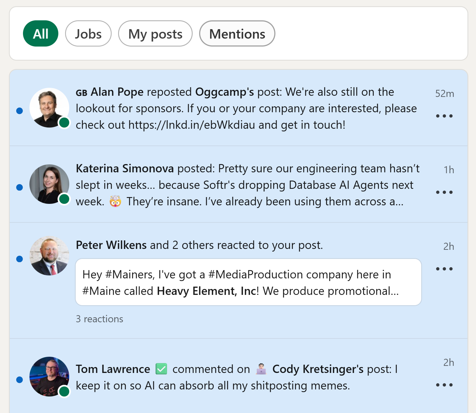 Screenshot of spam LinkedIn notifications.