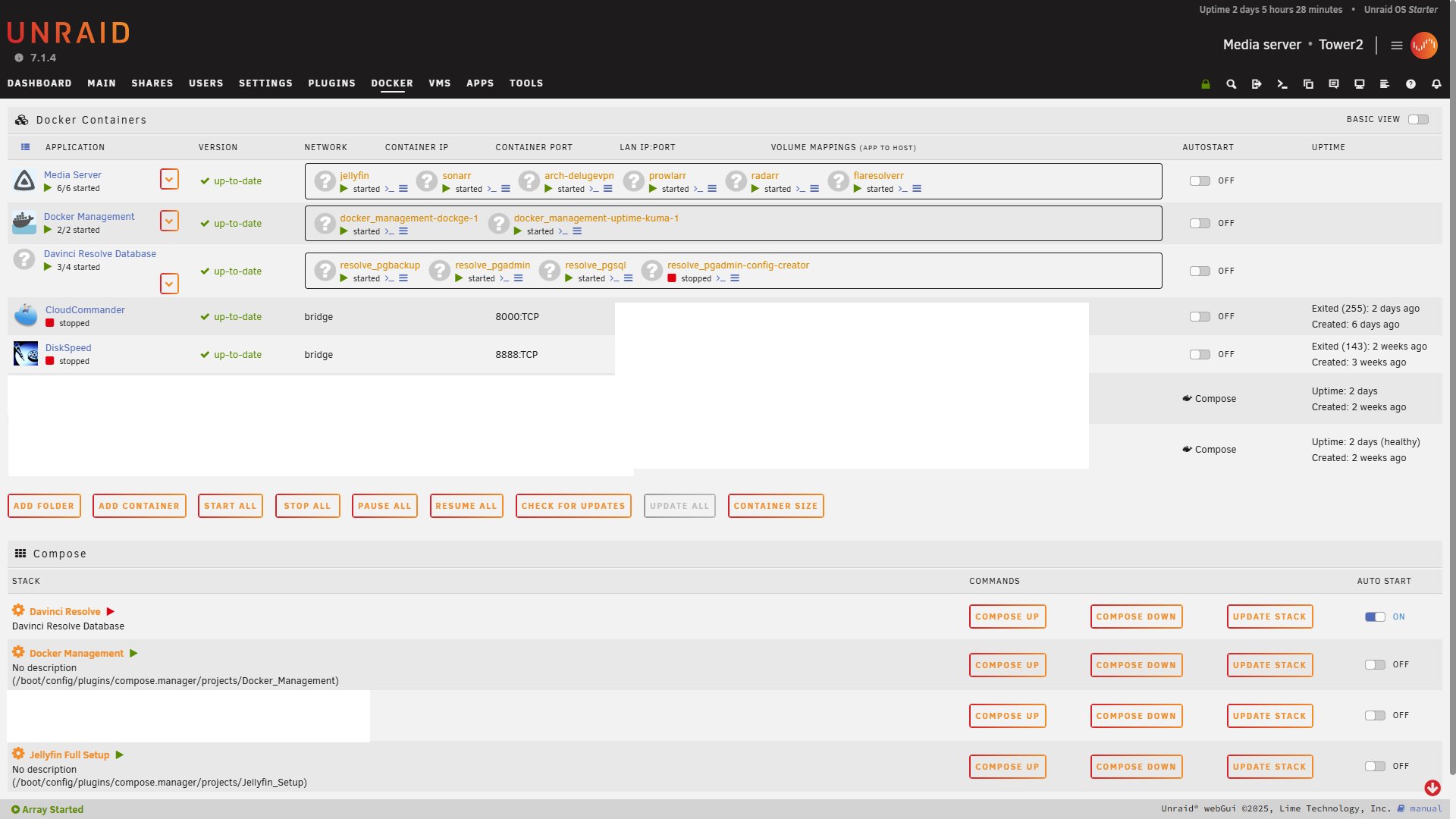Docker containers in UNRAID