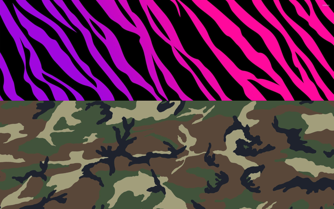 Purple and pink zebra print and camo