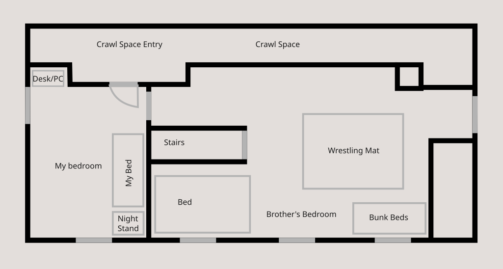 Floor plan for the second story of my childhood home