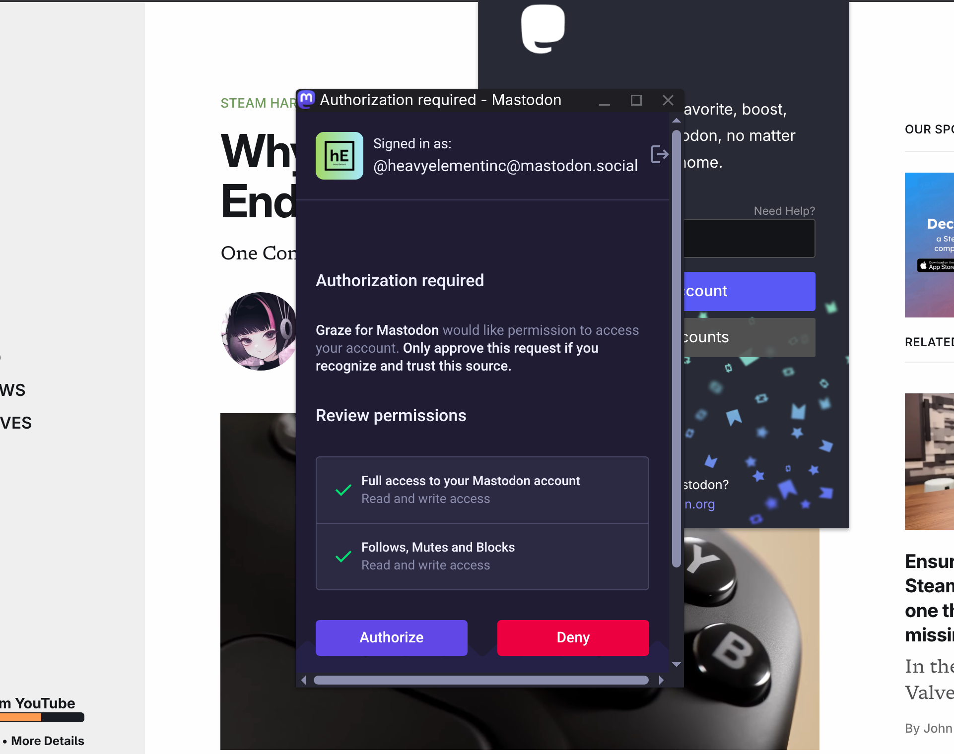 Authorize the Graze extension with your instance