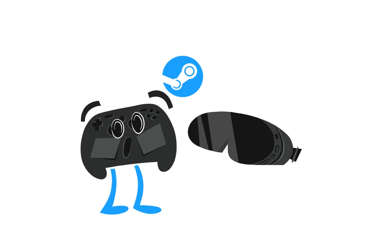 Stylistic render of the new Steam Controller paired with the Steam Frame