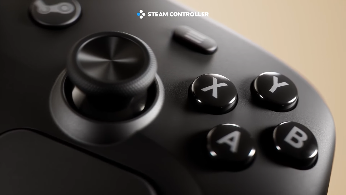 A closeup of the new Steam Controller's face buttons